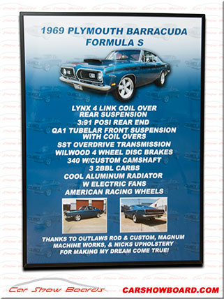 Car Show Sign for a Plymouth Barracuda