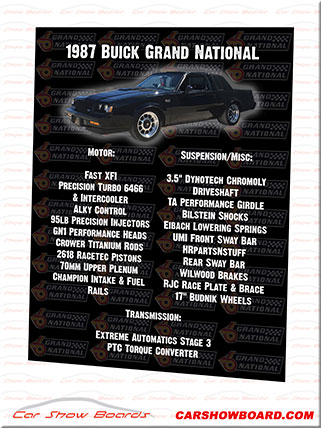 Car Show Sign for a Buick Grand National
